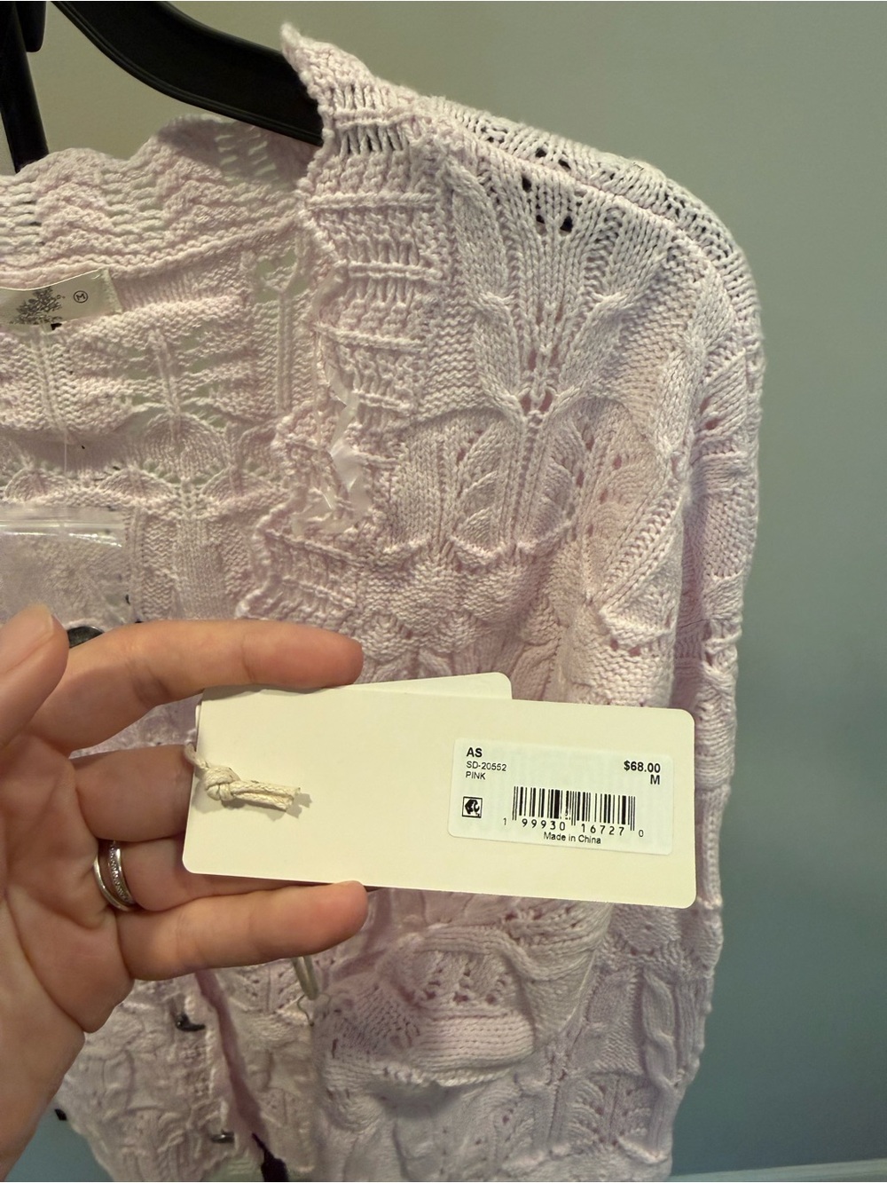 Altar'd State Pale Pink Lace Knit Button Cardigan - Picture 5 of 7